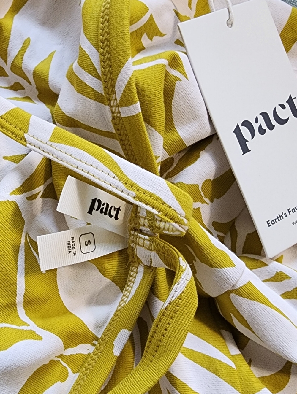 Pact: Tropical Palms Chartreuse Midi Dress - Picture 4 of 4